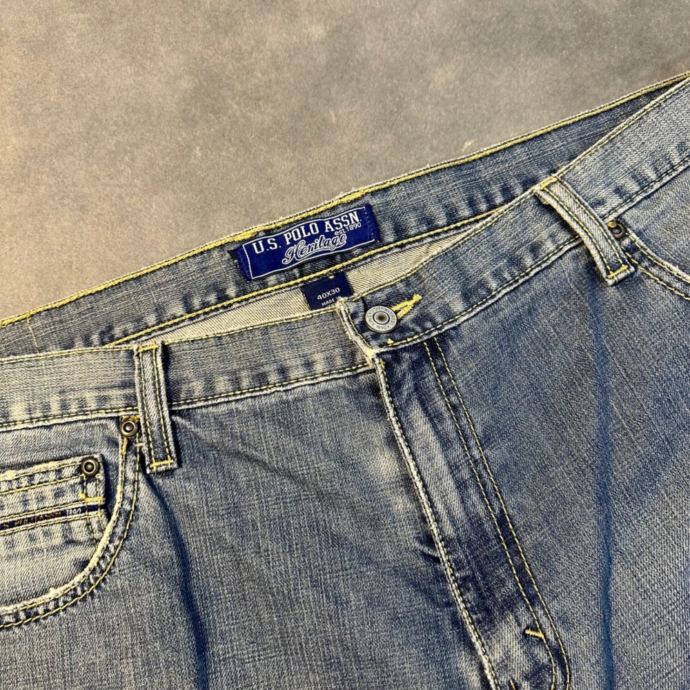 US Polo Assn Heritage Jeans Mens 40x30 Blue Straight Leg Denim Excellent